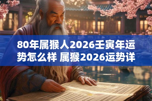 80年属猴人2026壬寅年运势怎么样 属猴2026运势详解
