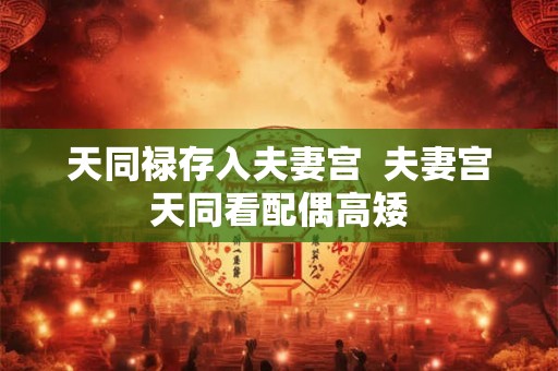 天同禄存入夫妻宫  夫妻宫天同看配偶高矮