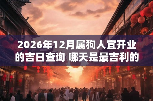 2026年12月属狗人宜开业的吉日查询 哪天是最吉利的日子