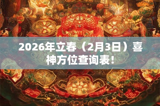 2026年立春(2月3日)喜神方位查询表! 2026年立春(2月3日)喜神方位查询表!