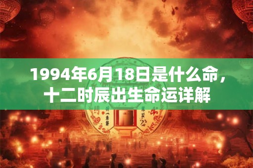 1994年6月18日是什么命，十二时辰出生命运详解