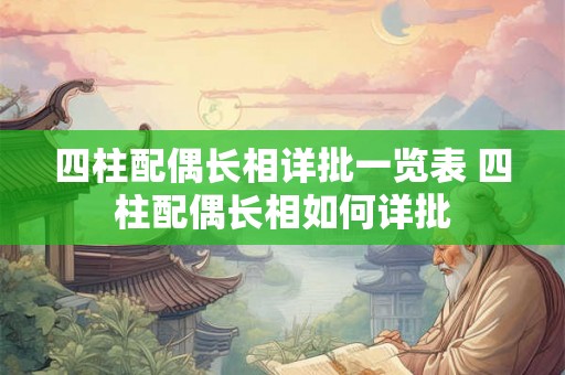 四柱配偶长相详批一览表 四柱配偶长相如何详批
