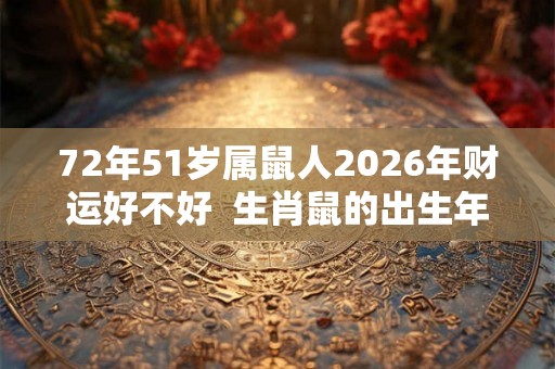 72年51岁属鼠人2026年财运好不好  生肖鼠的出生年份表