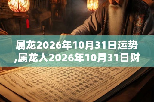 属龙2026年10月31日运势,属龙人2026年10月31日财运,生肖龙2026年10月31日运势