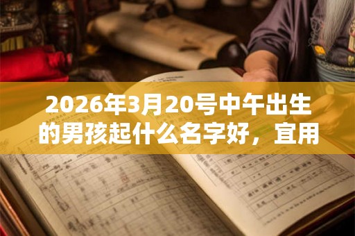 2026年3月20号中午出生的男孩起什么名字好，宜用什么字？