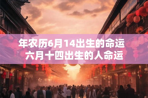 年农历6月14出生的命运  六月十四出生的人命运