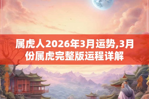 属虎人2026年3月运势,3月份属虎完整版运程详解