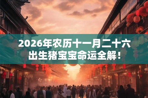 2026年农历十一月二十六出生猪宝宝命运全解！