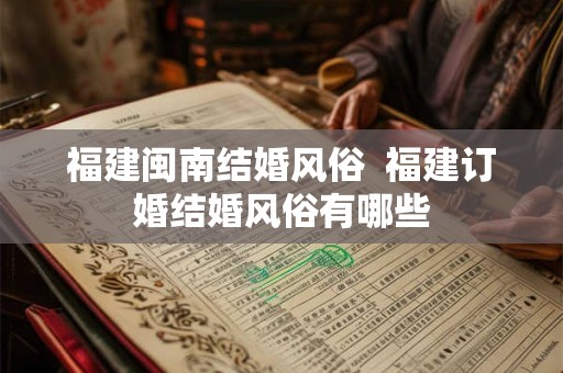福建闽南结婚风俗  福建订婚结婚风俗有哪些
