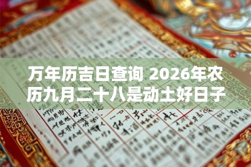 万年历吉日查询 2026年农历九月二十八是动土好日子吗