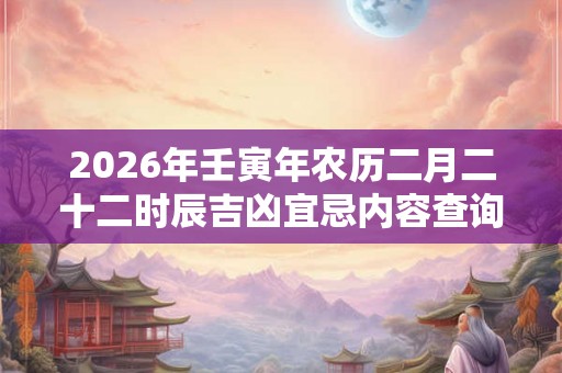 2026年壬寅年农历二月二十二时辰吉凶宜忌内容查询 2026年壬寅年农历二月二十二时辰吉凶宜忌内容查询