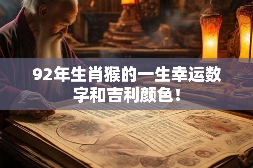 92年生肖猴的一生幸运数字和吉利颜色！