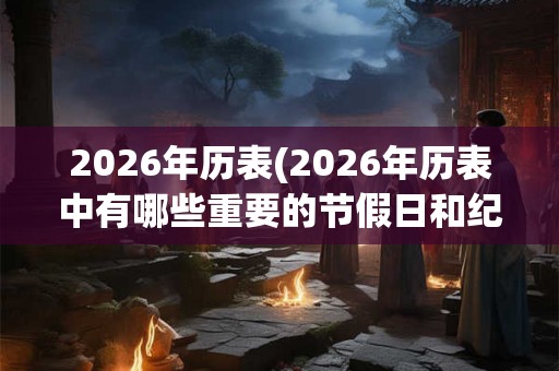 2026年历表(2026年历表中有哪些重要的节假日和纪念日)