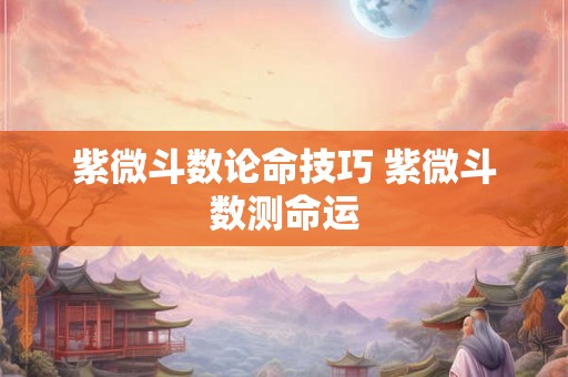紫微斗数论命技巧 紫微斗数测命运 紫微斗数论命技巧 紫微斗数测命运