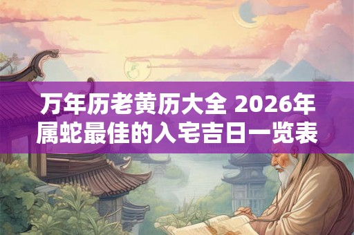 万年历老黄历大全 2026年属蛇最佳的入宅吉日一览表