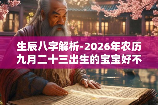生辰八字解析-2026年农历九月二十三出生的宝宝好不好