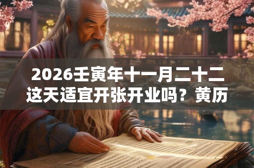 2026壬寅年十一月二十二这天适宜开张开业吗？黄历查询