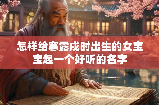 怎样给寒露戌时出生的女宝宝起一个好听的名字