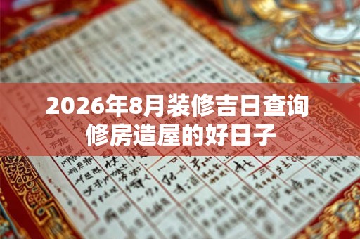 2026年8月装修吉日查询 修房造屋的好日子