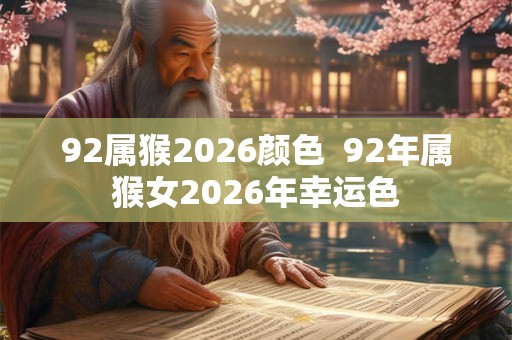 92属猴2026颜色  92年属猴女2026年幸运色