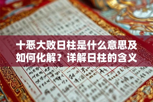 十恶大败日柱是什么意思及如何化解？详解日柱的含义与影响