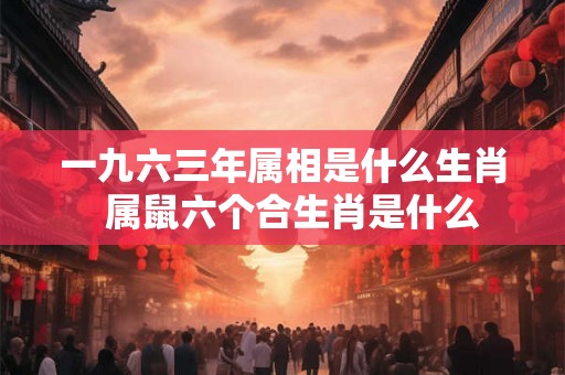 一九六三年属相是什么生肖  属鼠六个合生肖是什么
