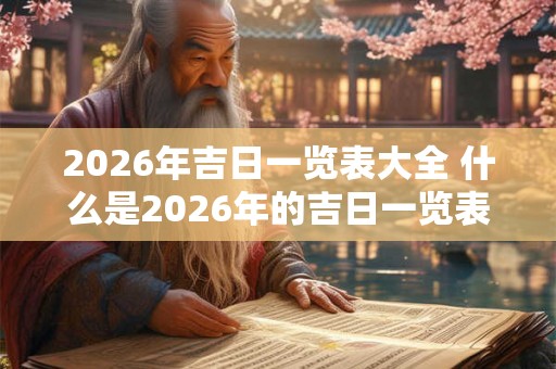 2026年吉日一览表大全 什么是2026年的吉日一览表