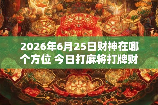 2026年6月25日财神在哪个方位 今日打麻将打牌财运方位