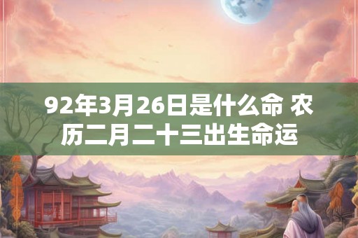 92年3月26日是什么命 农历二月二十三出生命运 92年3月26日是什么命 农历二月二十三出生命运