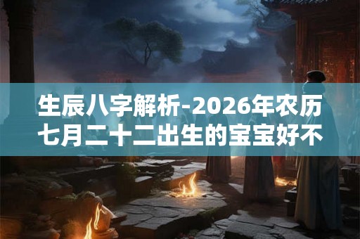 生辰八字解析-2026年农历七月二十二出生的宝宝好不好