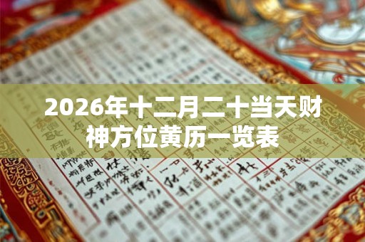 2026年十二月二十当天财神方位黄历一览表