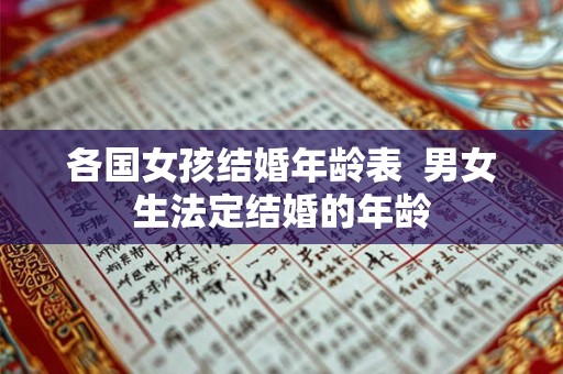 各国女孩结婚年龄表  男女生法定结婚的年龄
