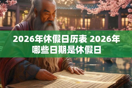 2026年休假日历表 2026年哪些日期是休假日
