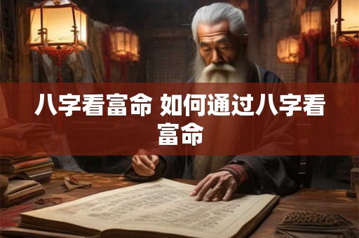 八字看富命 如何通过八字看富命