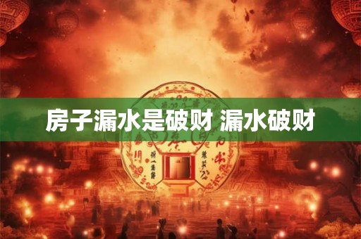 房子漏水是破财 漏水破财