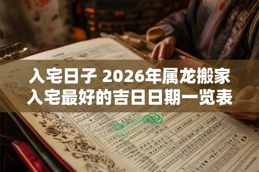 入宅日子 2026年属龙搬家入宅最好的吉日日期一览表