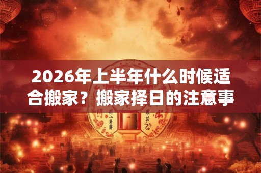 2026年上半年什么时候适合搬家？搬家择日的注意事项