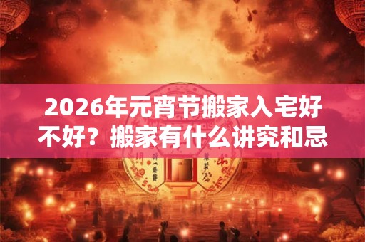2026年元宵节搬家入宅好不好？搬家有什么讲究和忌讳？