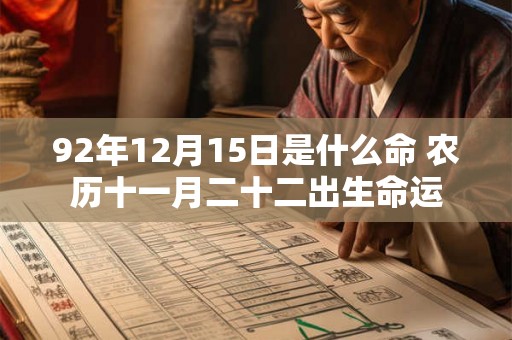 92年12月15日是什么命 农历十一月二十二出生命运 92年12月15日是什么命 农历十一月二十二出生命运
