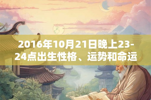 2016年10月21日晚上23-24点出生性格、运势和命运