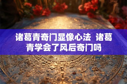 诸葛青奇门显像心法  诸葛青学会了风后奇门吗