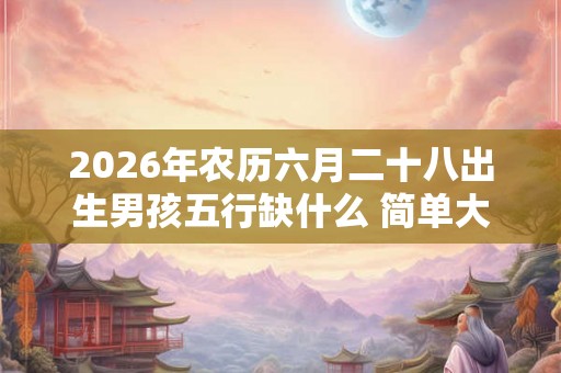 2026年农历六月二十八出生男孩五行缺什么 简单大方洋气的名字 2026年农历六月二十八出生男孩五行缺什么 简单大方洋气的名字