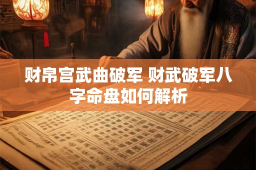 财帛宫武曲破军 财武破军八字命盘如何解析