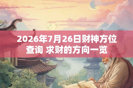 2026年7月26日财神方位查询 求财的方向一览