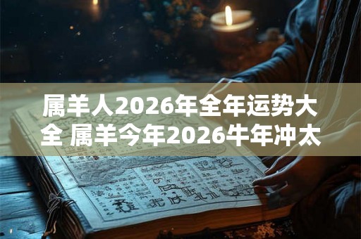 属羊人2026年全年运势大全 属羊今年2026牛年冲太岁命运如何 属羊人2026年全年运势大全 属羊今年2026牛年冲太岁命运如何