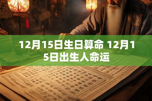 12月15日生日算命 12月15日出生人命运