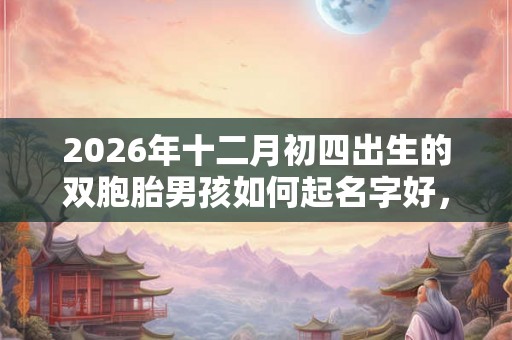 2026年十二月初四出生的双胞胎男孩如何起名字好，五行属什么？