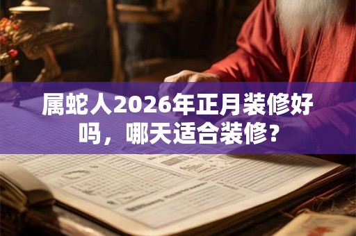 属蛇人2026年正月装修好吗，哪天适合装修？