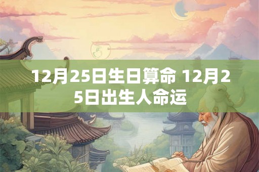 12月25日生日算命 12月25日出生人命运