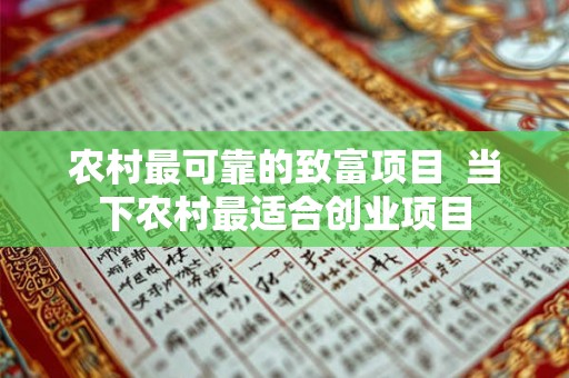 农村最可靠的致富项目 当下农村最适合创业项目 农村最可靠的致富项目 当下农村最适合创业项目